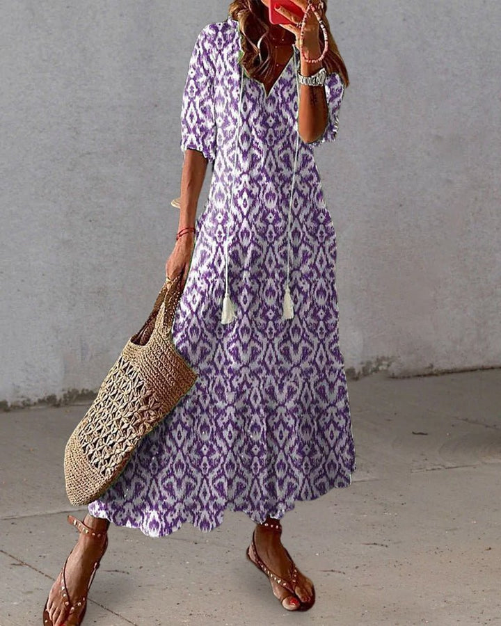 Boho-Grazie | Kleid mit Laternenärmeln