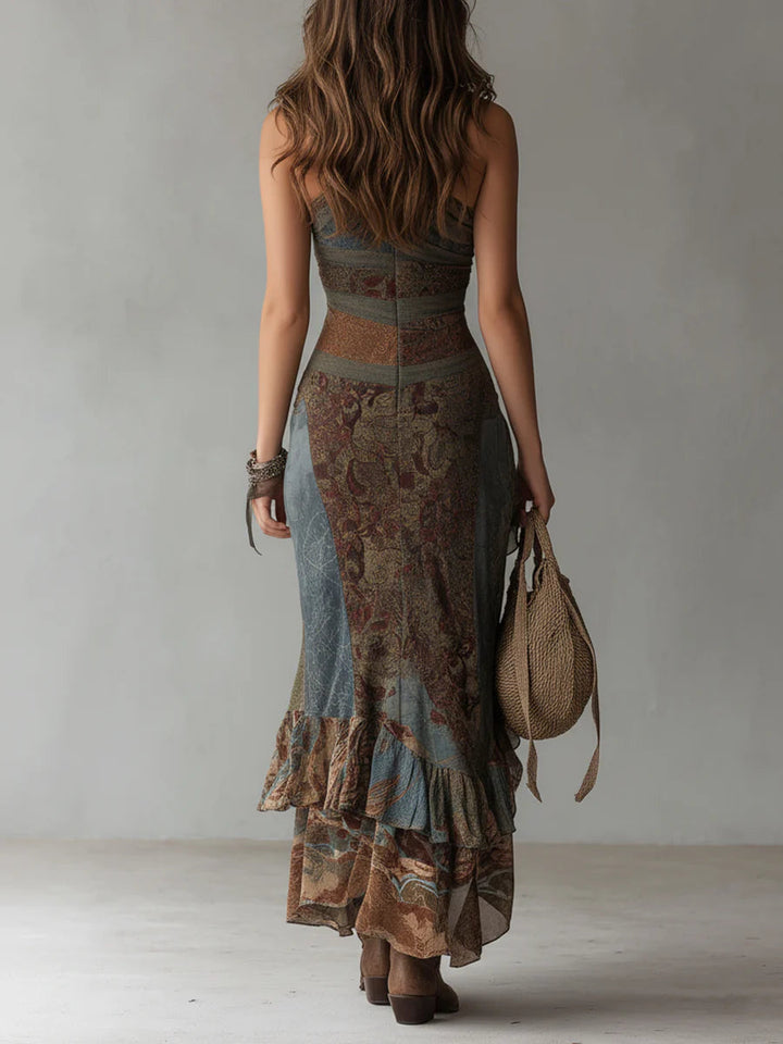 Nadia Maxikleid – Detailansicht Ethno-Print