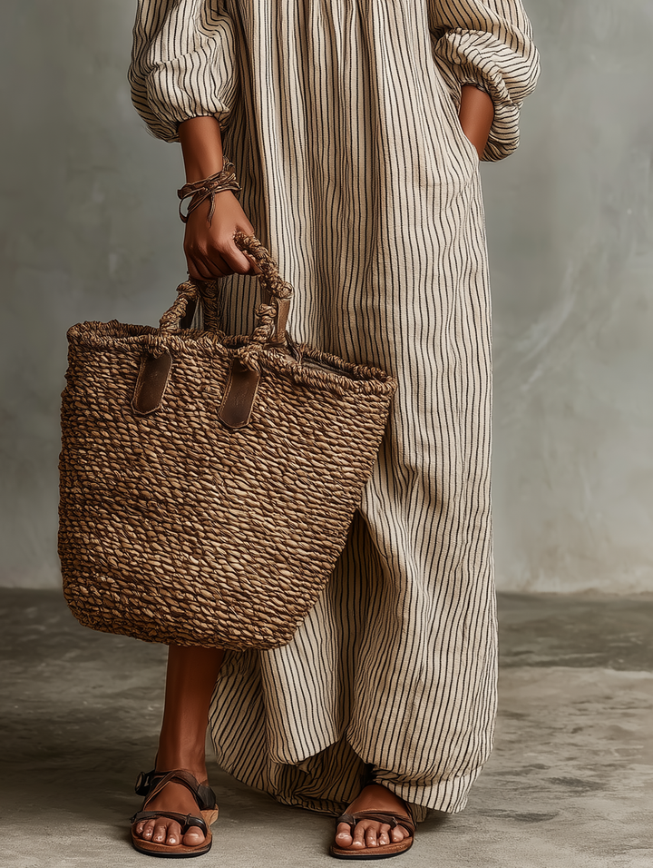 Carmen Off-Shoulder Maxikleid Gestreift
