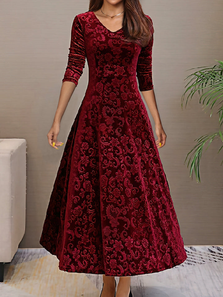 Annysamt | Elegantes Festkleid aus Samt mit V-Ausschnitt