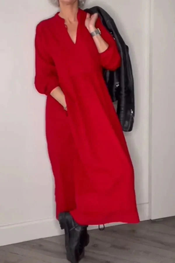 Leinenglück | Leinenkleid mit V-Ausschnitt