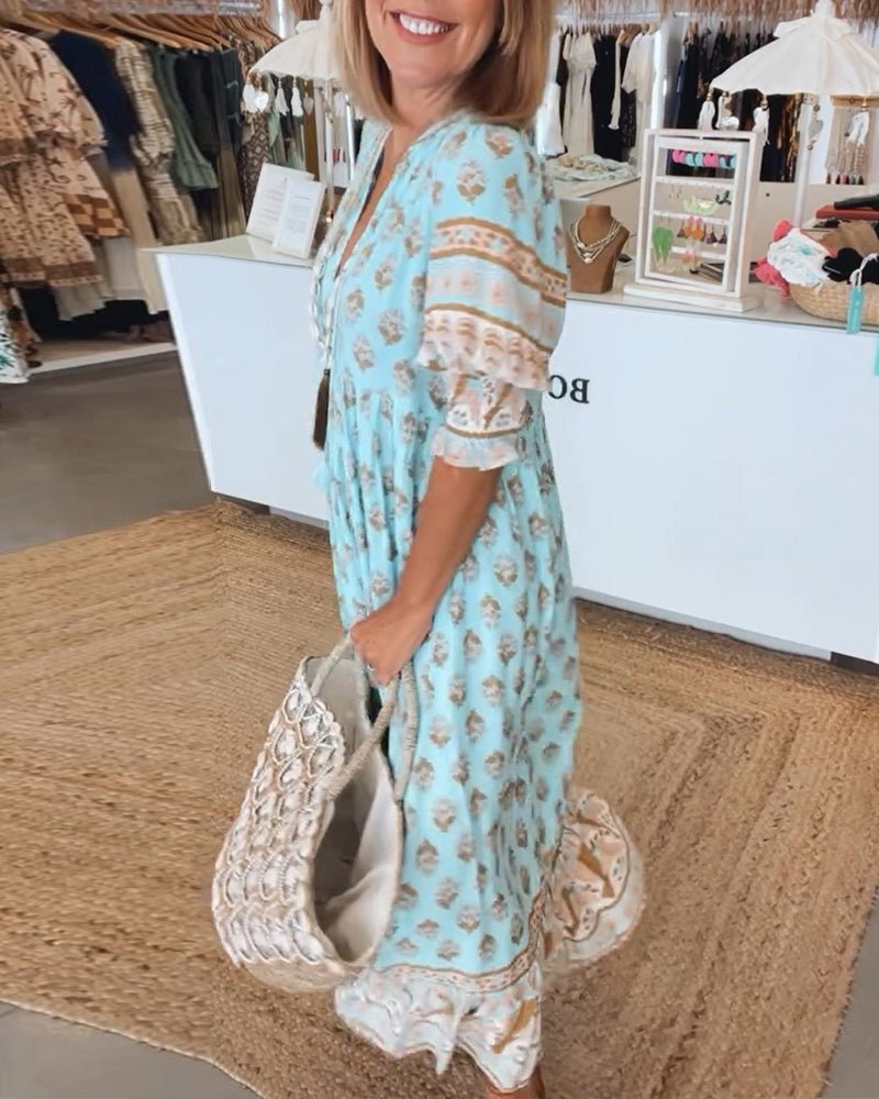 Blütentanz | Schickes Blumenkleid mit V-Ausschnitt