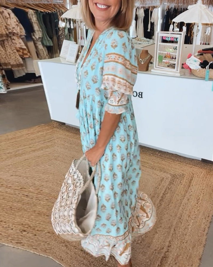 Blütentanz | Schickes Blumenkleid mit V-Ausschnitt