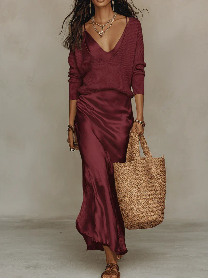 Anaïs Midikleid in Rot