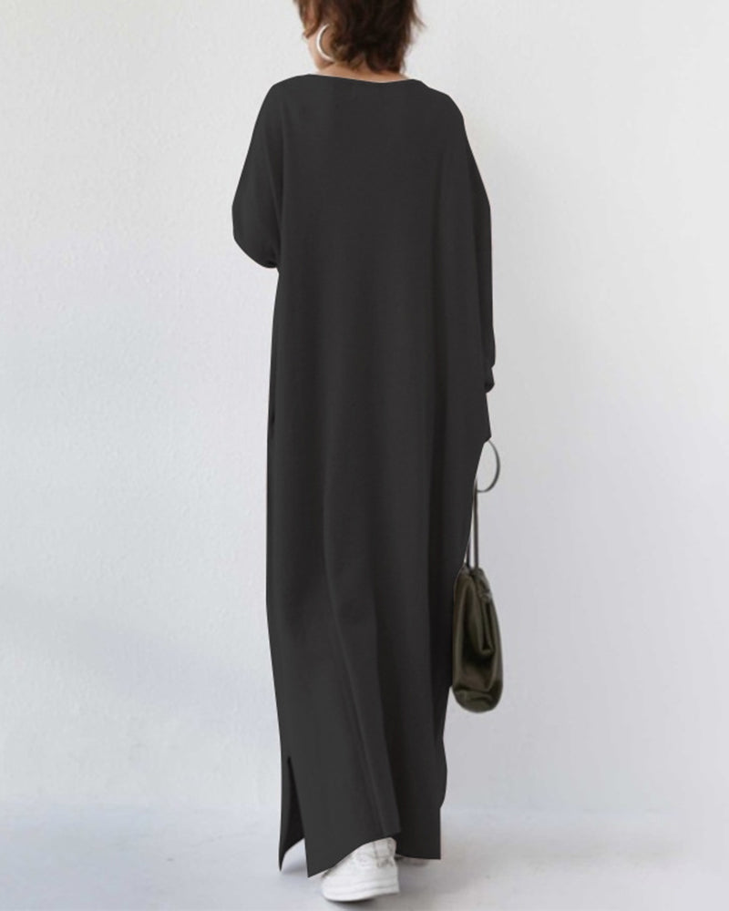 Serenyalang | Modisches Kleid mit Langen Ärmeln und V-Ausschnitt