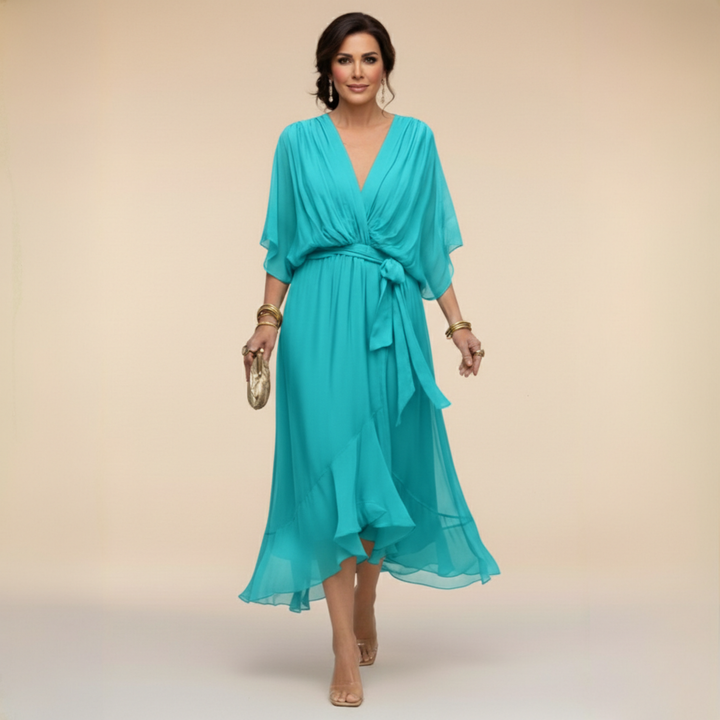 Velora | Luftiges Midikleid mit V-Ausschnitt
