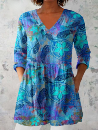 Juliette™ | Tunika-Bluse mit Aquarell-Blattmuster