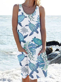 Meeresmotiv | Sommerkleid mit Schildkröten-Print