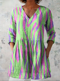 Oceane™ | Tunika-Bluse mit Pinselmuster in Grün-Violett