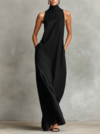 Chiara™ | Fließendes Maxikleid mit Stehkragen