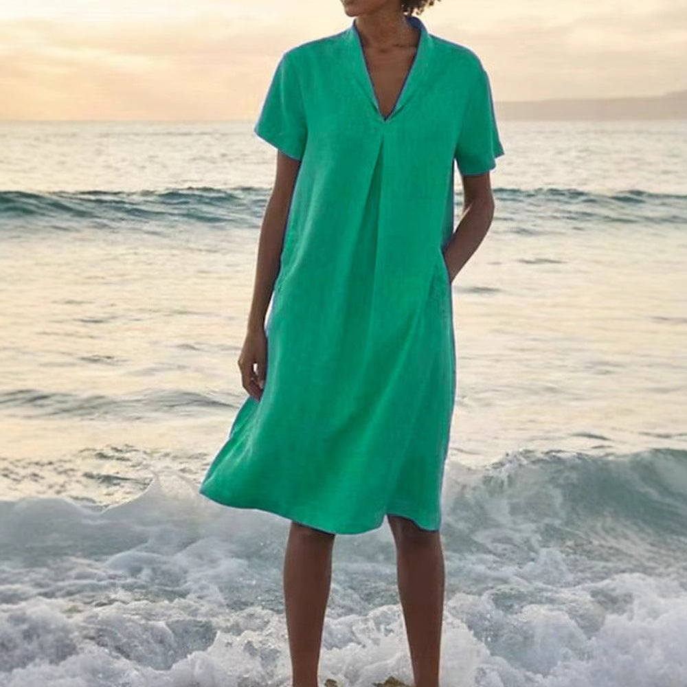 Bettinatasche | Damenkleid mit V-Ausschnitt und Taschen