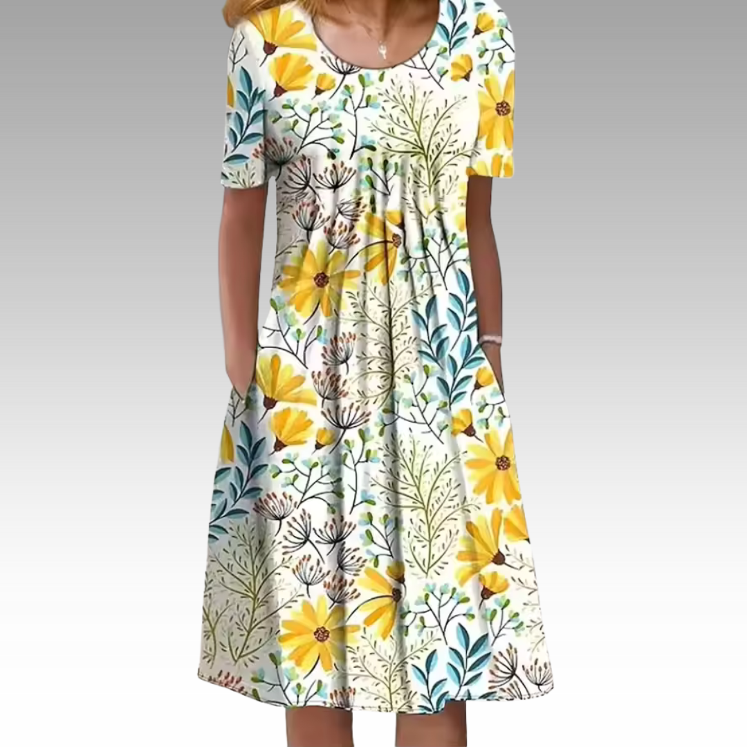 Zivablumen | Elegantes Kleid mit Blumenmuster und Bauchabdeckung