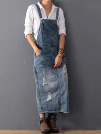 Fraylajeans | Abgenutztes Jeanskleid mit Schlitz Hinten