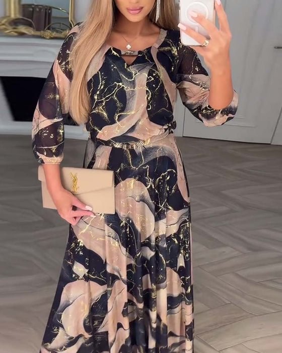 Verelleprint | Elegantes Kleid mit Print & Dreiviertelärmeln