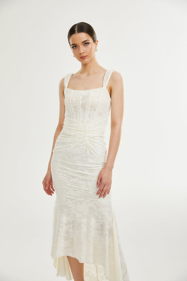 Jacquard-Traum | Elegantes Maxikleid mit Blumenmuster