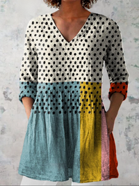 Valerie™ | Tunika-Bluse mit Punkten und Farbblöcken