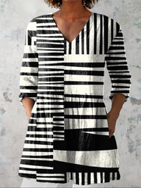 Sophie™ | Tunika-Bluse mit Grafikmuster in Schwarz-Weiß