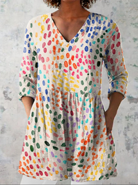 Pauline™ | Tunika-Bluse mit buntem Punktmuster