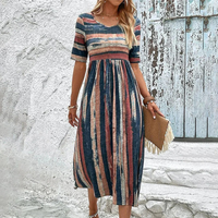 Holly™ | Gestreiftes Midikleid mit Bauch-Kaschier-Effekt