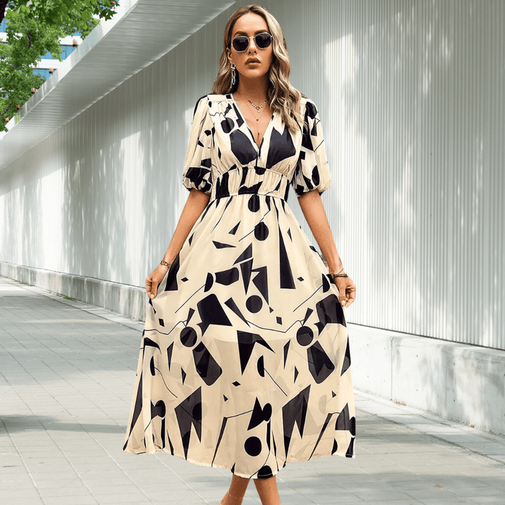 Paradiesvogel | Buntes Kleid mit Puffärmeln