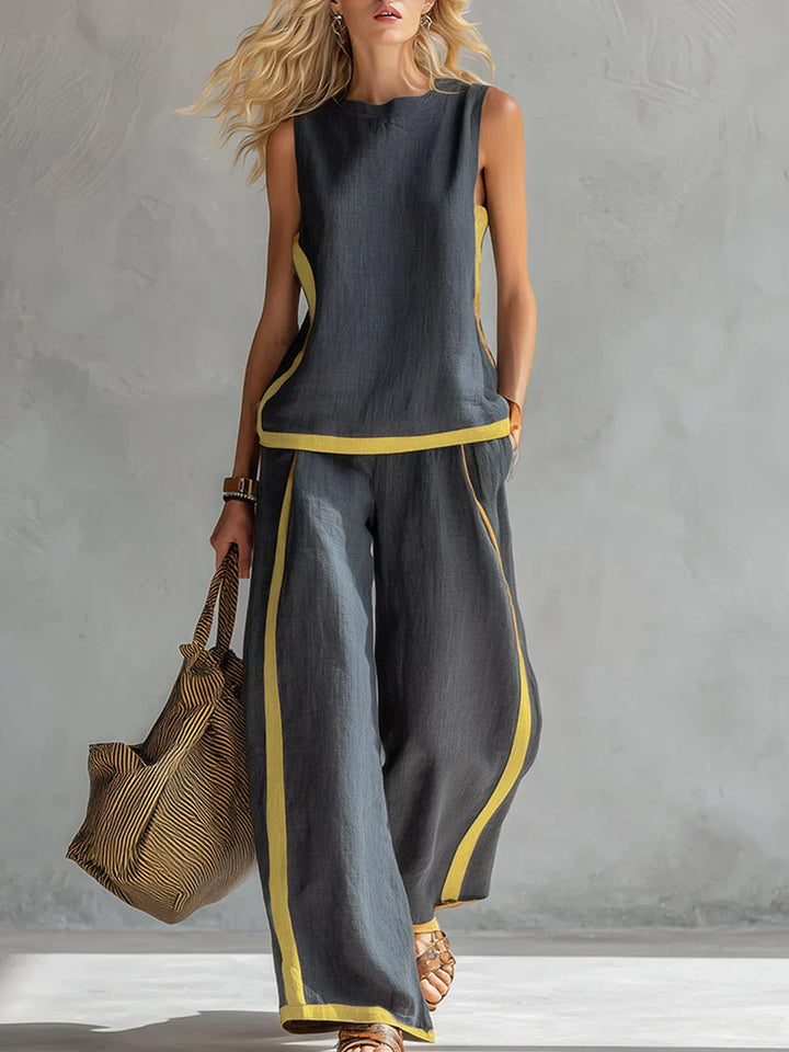 Ursula Zweiteiler mit Weste und Hose in Grau