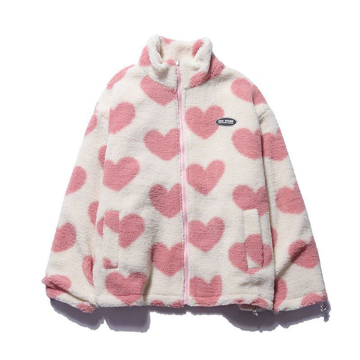 Herzflausch | Wendbare Fleece-Jacke mit Herzmuster