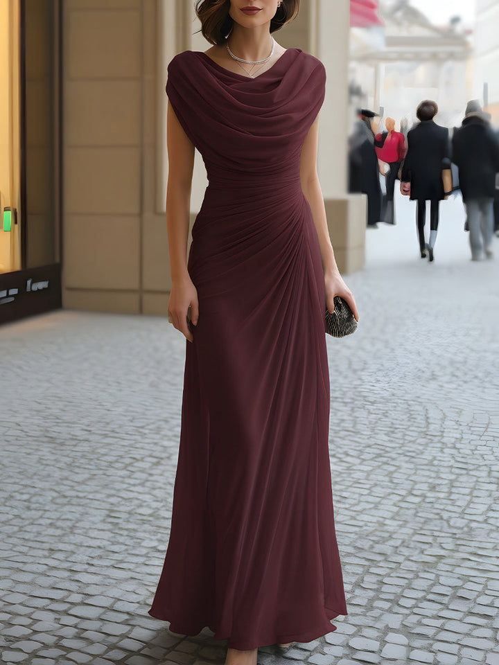 Naira Maxikleid mit Wasserfall-Ausschnitt in Bordeaux