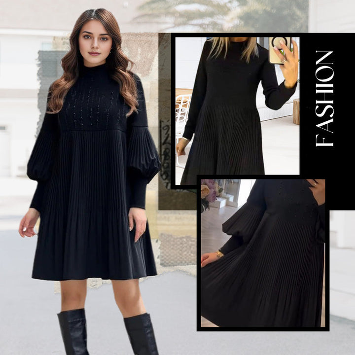 Avelynplissee | Elegantes Plisseekleid mit Laterneärmeln