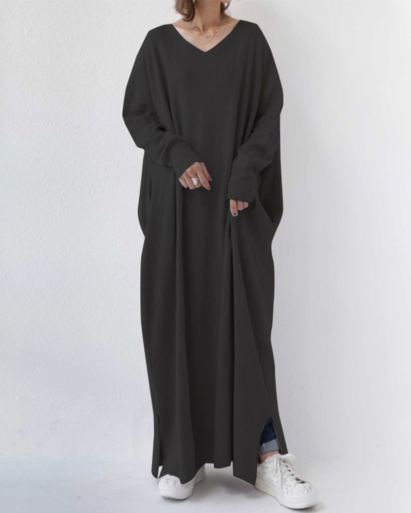 Serenyalang | Modisches Kleid mit Langen Ärmeln und V-Ausschnitt