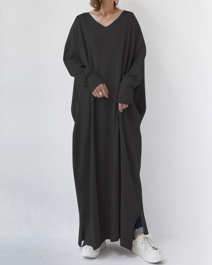 Serenyalang | Modisches Kleid mit Langen Ärmeln und V-Ausschnitt