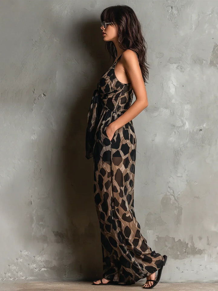 Constance Jumpsuit mit Leopardenprint – weites Bein