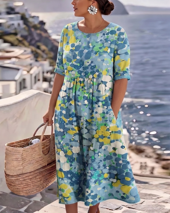 Elina Blumen-Midikleid – Gesamtansicht