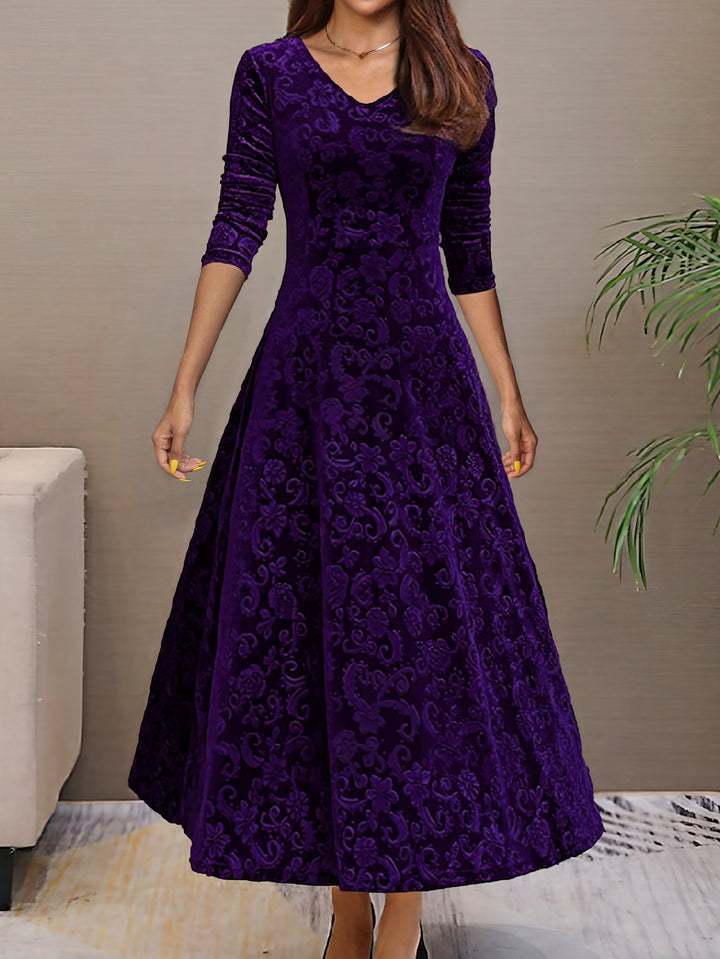 Annysamt | Elegantes Festkleid aus Samt mit V-Ausschnitt