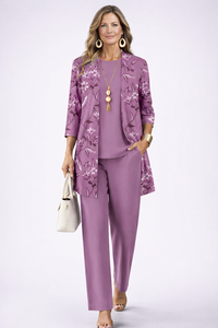 Margot™ | Dreiteiliges Set mit Blumen-Cardigan