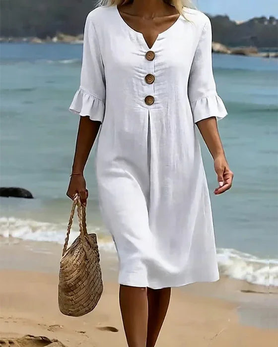 Vanesa Puffärmel-Kleid Weiß