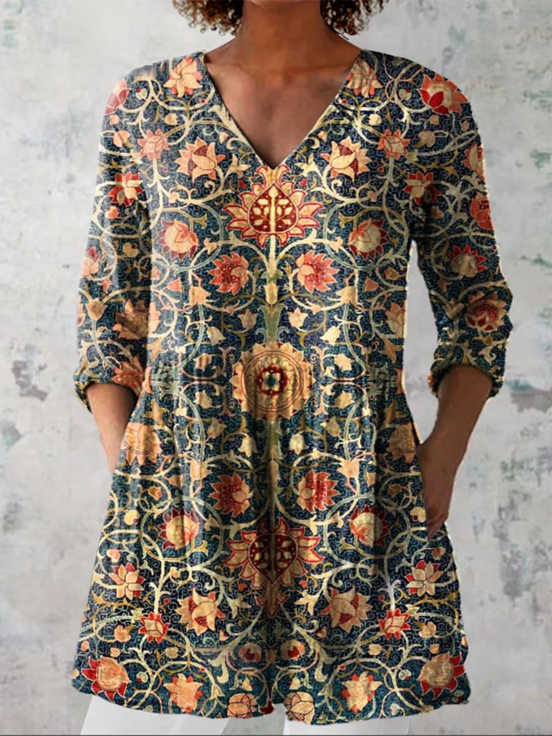 Celine Tunika-Bluse, Mehrfarbig