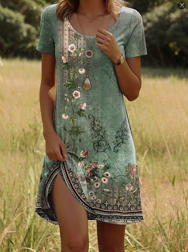 Islaprint | Kleid mit Indisch-inspiriertem Print und Rundhalsausschnitt