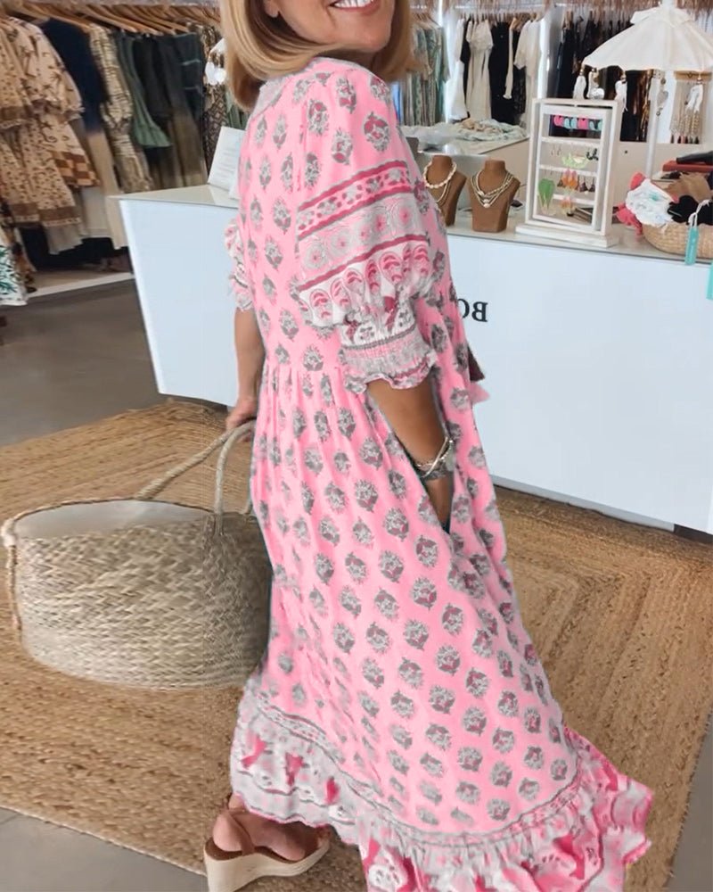 Blütentanz | Schickes Blumenkleid mit V-Ausschnitt