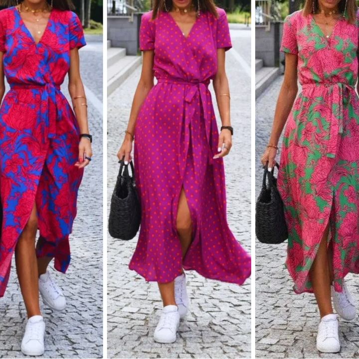 Jorlynform | Elegantes Kleid mit V-Ausschnitt und figurbetonter Passform
