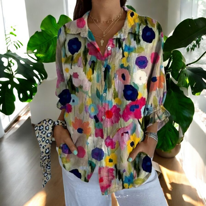 Irene | Stilvolle Blumenbluse