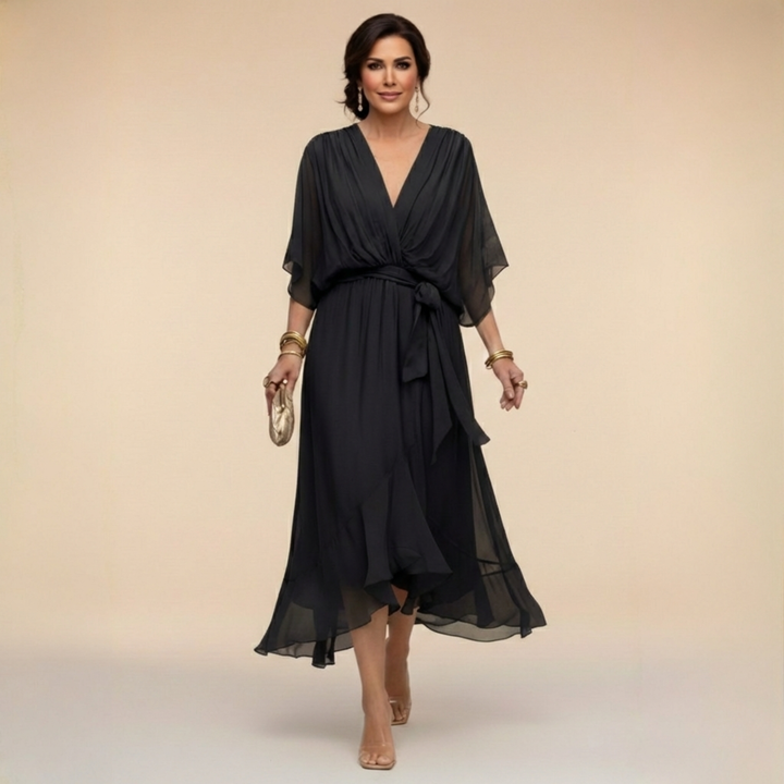 Velora | Luftiges Midikleid mit V-Ausschnitt