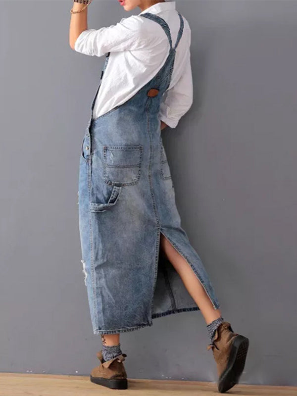Fraylajeans | Abgenutztes Jeanskleid mit Schlitz Hinten