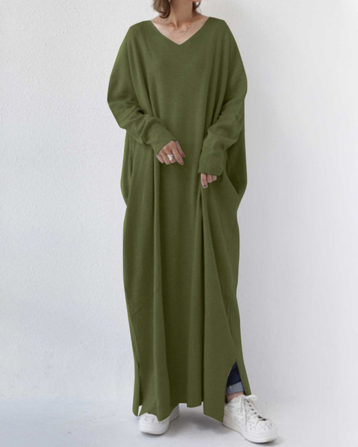 Serenyalang | Modisches Kleid mit Langen Ärmeln und V-Ausschnitt