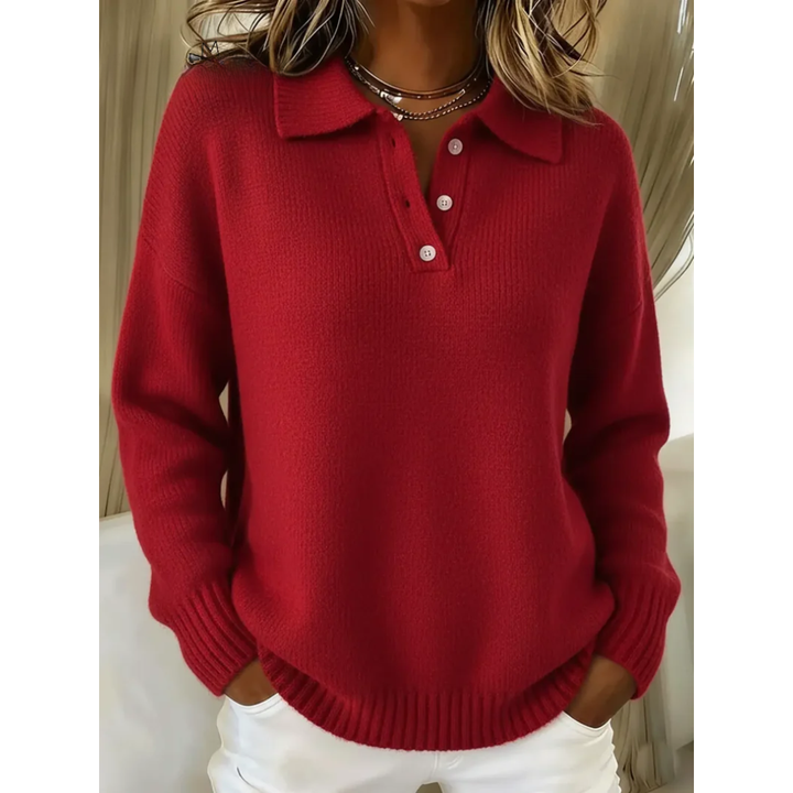 Maren Pullover mit Polokragen in Rot
