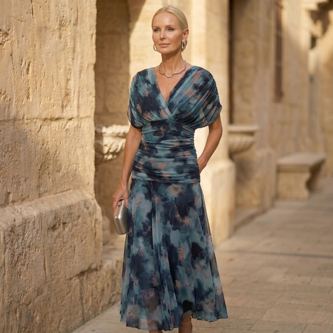 Luana Chiffonkleid in Aquarellblau