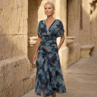 Luana™ | Chiffonkleid mit Wickeloberteil in Aquarelloptik
