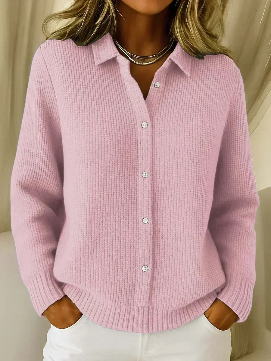 Coralie Strickjacke mit Waffelstruktur in Rosa