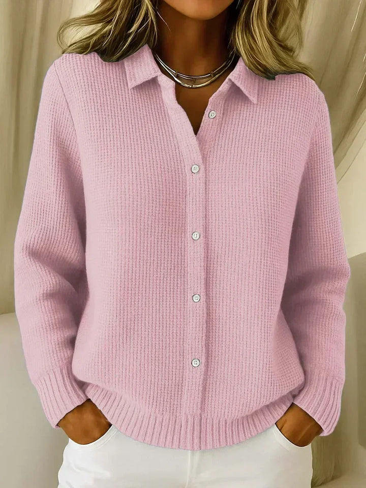 Coralie Strickjacke mit Waffelstruktur in Rosa