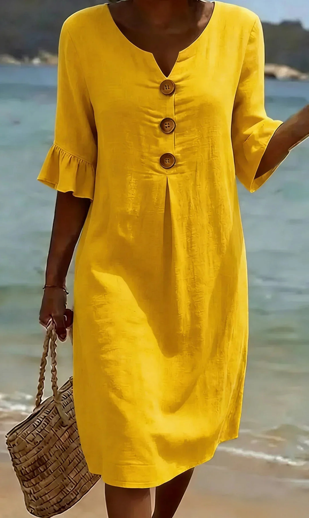 Vanesa Puffärmel-Kleid Gelb