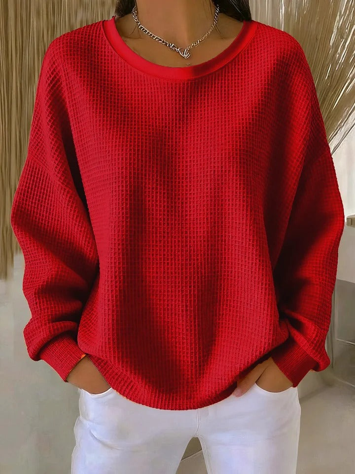 Nyla Pullover mit Waffelstruktur in Rot